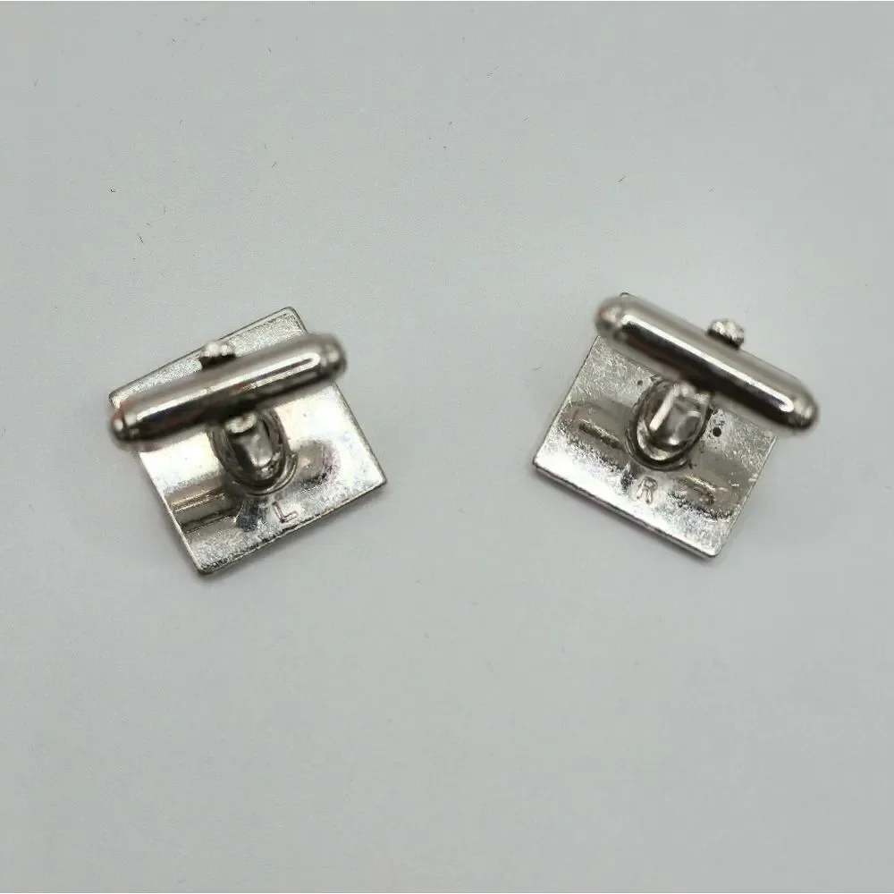 Mens Vintage Silver etched square cufflinks